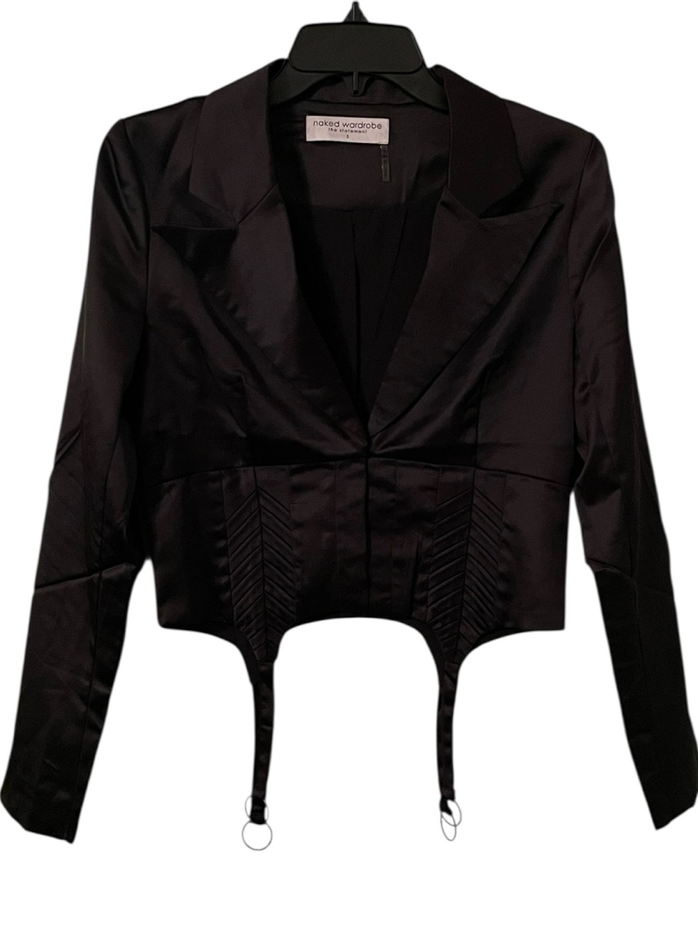 Naked Wardrobe The Statement Women’s Black Corset Cropped Blazer Top Size S